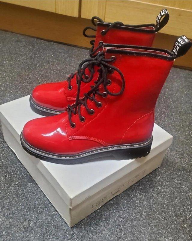 Preview of the first image of New 'NICE' Brand Red Boots Size 5.