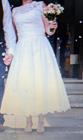 Image 1 of Tea Length Wedding Dress, colour Ivory