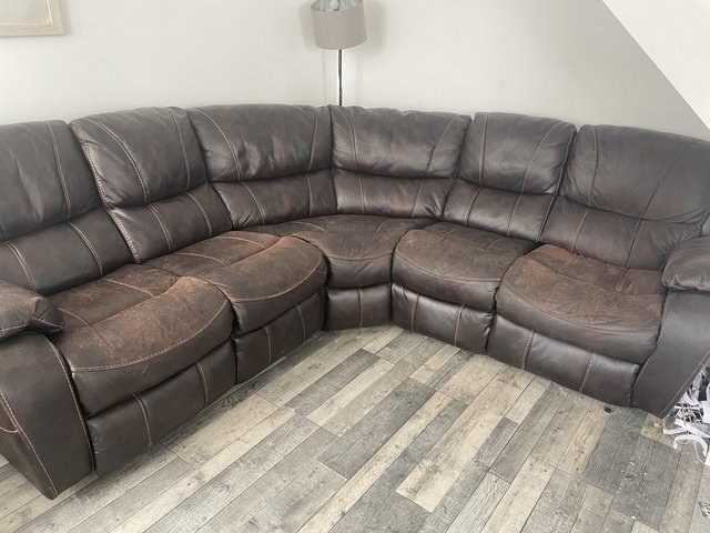 Preview of the first image of FREE leather corner recliner sofa and arm chair.