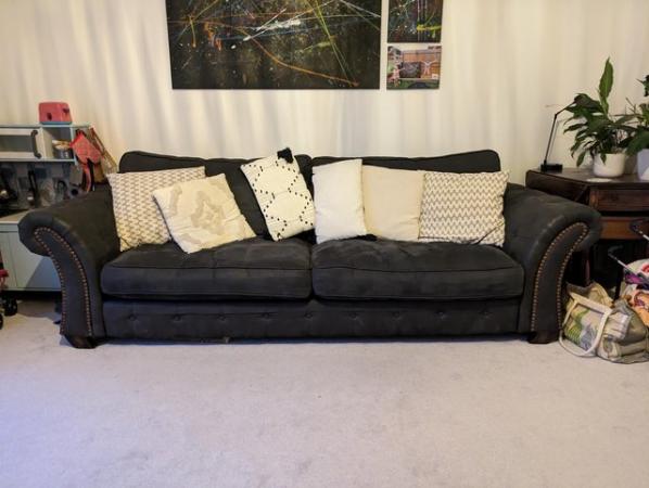 Image 1 of Faux Leather 3 seater sofa