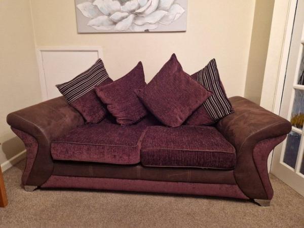 Image 2 of 3 seater DFS dark brown sofa - very good condition