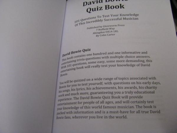 Image 4 of DAVID BOWIE QUIZ BOOK COLIN CARTER PAPERBACK NR NEW