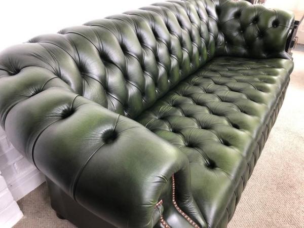Image 2 of Stunning Parliament green Chesterfield sofa. Can deliver.