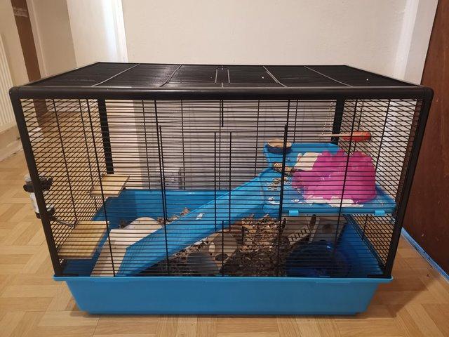 Preview of the first image of Large hamster/mouse cage with accessories.