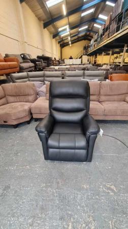 Image 6 of La-z-boy Tulsa black leather rise and lift recliner armchair