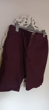 Image 1 of NEXT Chino shorts, size 30, dark red/burgundy colour