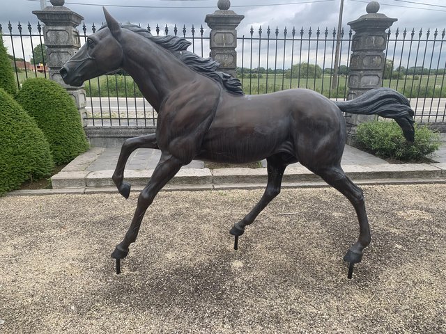 Preview of the first image of XXL BRONZE RACE HORSE SCULPTURE.