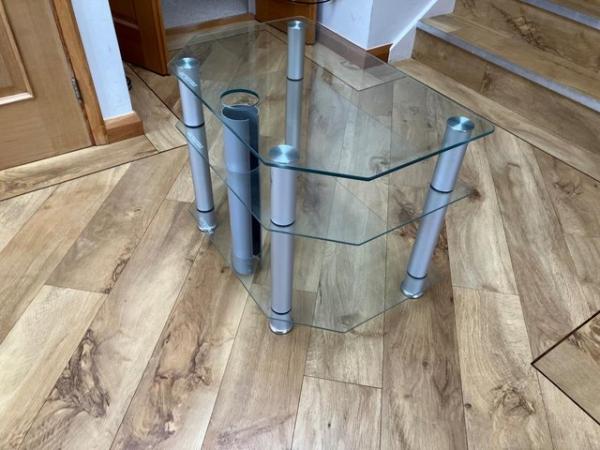 Image 1 of Glass tv stand,with glass shelf