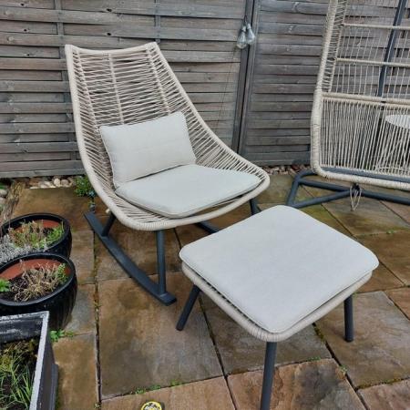 Image 3 of Next rocking garden chair and footstool