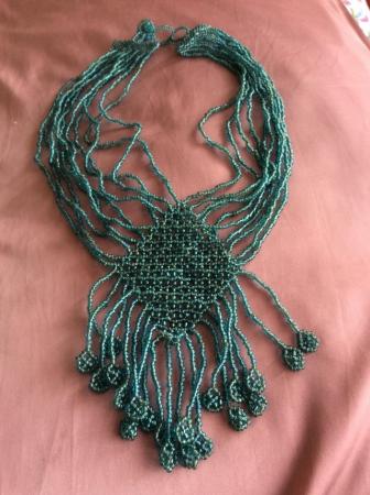 Image 2 of Turquoise small bead woven necklace