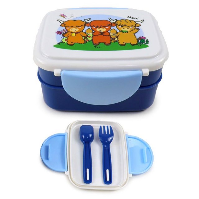 Preview of the first image of Bento Clip Lock Lunch Box with Cutlery - Adoramals Highland.