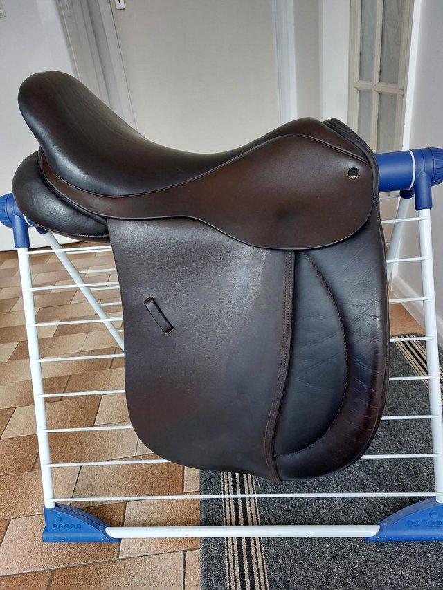 Preview of the first image of Horse Show / GP Saddle in Havana Coloured Leather.