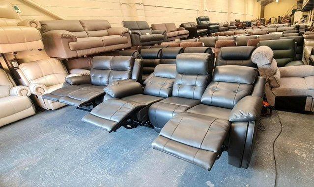 Image 6 of La-z-boy El Paso grey leather recliner 3+2 seater sofas