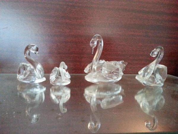 Image 2 of Beautiful cut glass / crystal swan ornaments -Chatham