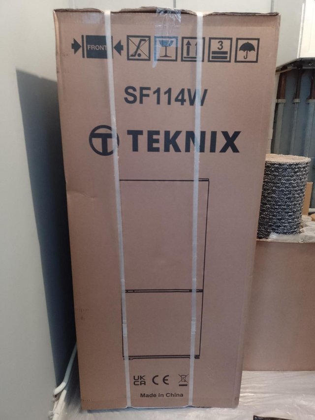 Preview of the first image of NEW UNOPENED TEKNIX SF114W Fridge Freezer (114cm X 48cm).