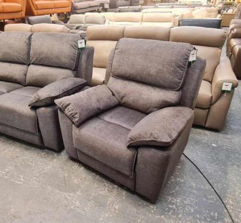 Image 9 of Goodwood grey fabric recliner 3 seater sofa and 2 armchairs