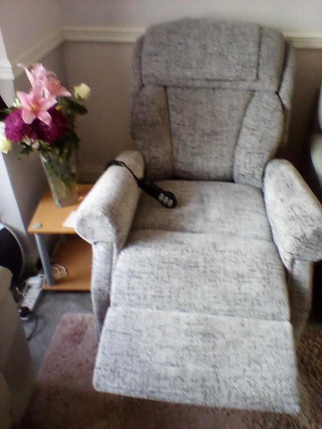 Preview of the first image of WRENBURY SLATE GREY RISER/ RECLINER ELECTRIC ARMCHAIR.