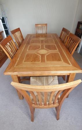 Image 3 of M&S Solid wood dining table, 6 chairs plus sideboard