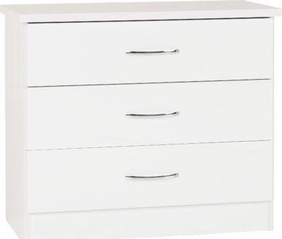 Preview of the first image of Nevada 3 drawer chest in white gloss.
