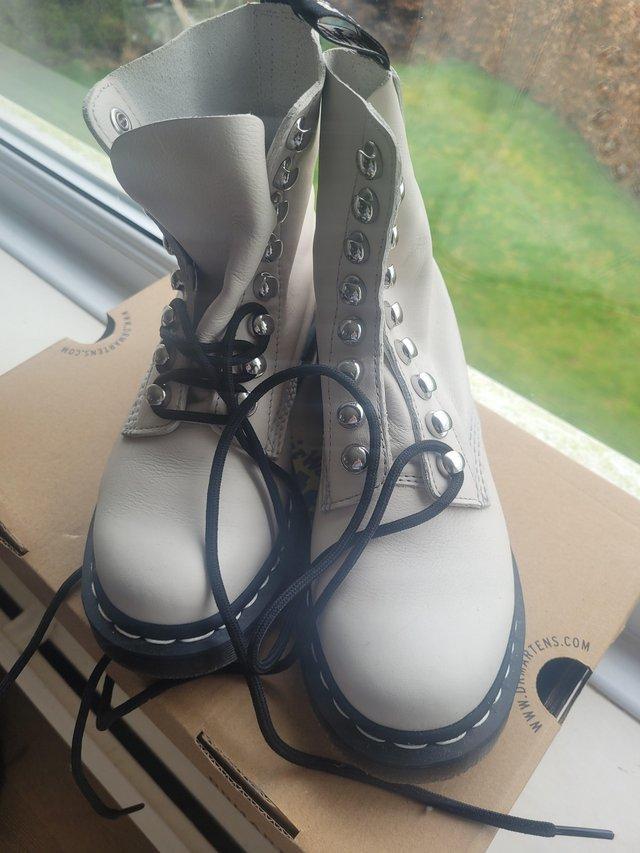 Preview of the first image of Dr. Martens Bone colour Pascal Ankle Boots Size 4 UK.