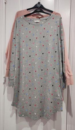 Image 4 of Two Marks and Spencer Nightdresses Pink & Grey Cotton 14