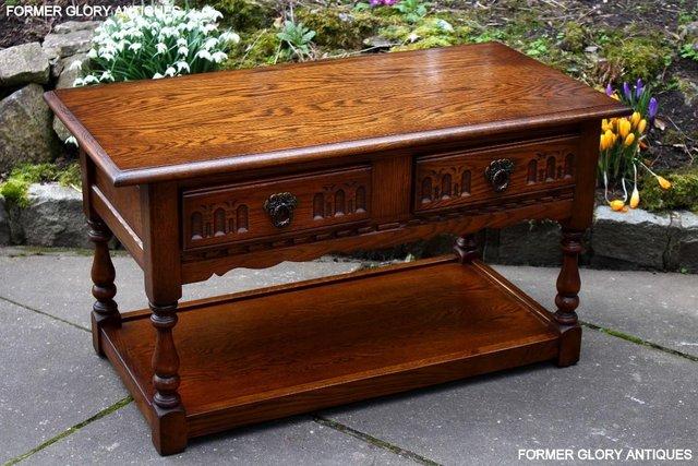 Image 21 of OLD CHARM LIGHT OAK TWO DRAWER COFFEE TABLE TV UNIT STAND