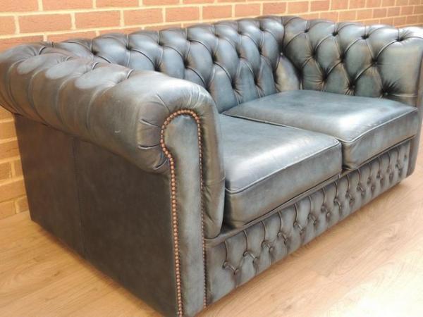 Image 5 of Chesterfield Blue Sofa (UK Delivery