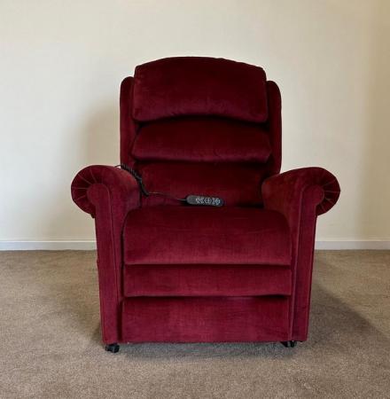 Image 1 of PRIDE ELECTRIC RISER RECLINER DUAL MOTOR RED CHAIR DELIVERY