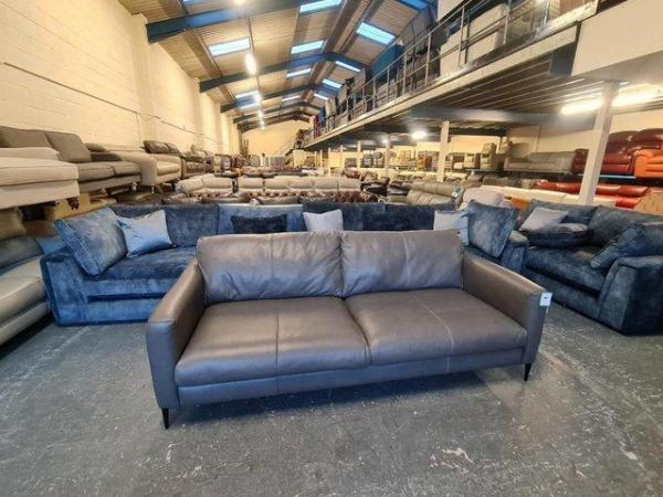 Image 4 of Ex-display Massimo grey leather large 3 seater sofa