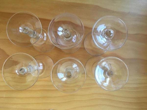 Image 3 of 6 vintage matching small stemmmed clear glasses.