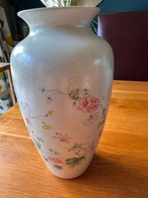 Preview of the first image of 1940’s Poole Vase with painted flower decoration.