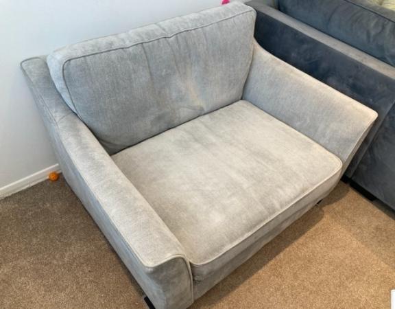 Image 2 of Next Laura Ashley 2 Seater Snuggle Chair Light Grey/Blue