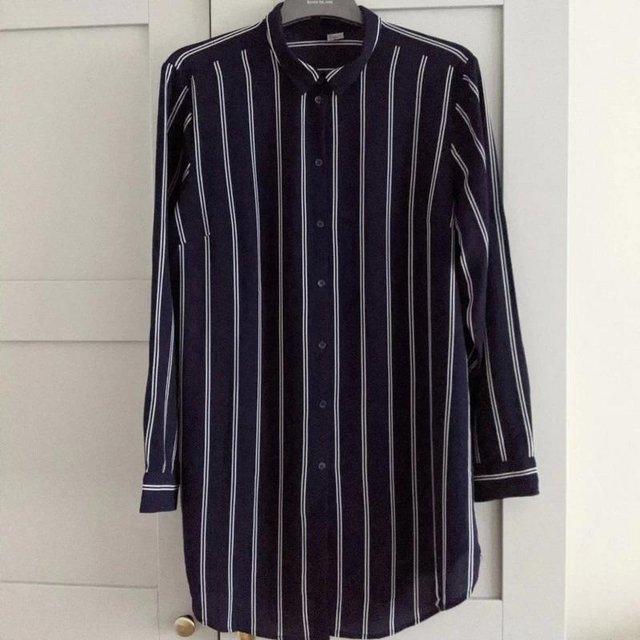 Preview of the first image of H&M Long Stripe Shirt EU42/UK 14 Tunic Top Long Sleeve B.