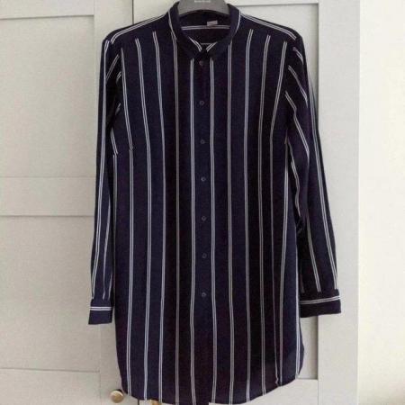 Image 1 of H&M Long Stripe Shirt EU42/UK 14 Tunic Top Long Sleeve B