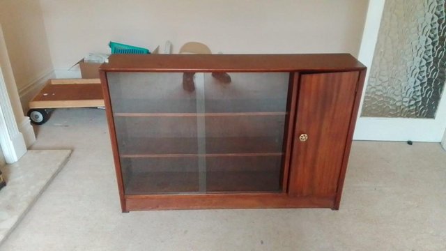 Image 2 of Low display cabinet with glass sliding doors, display shelve