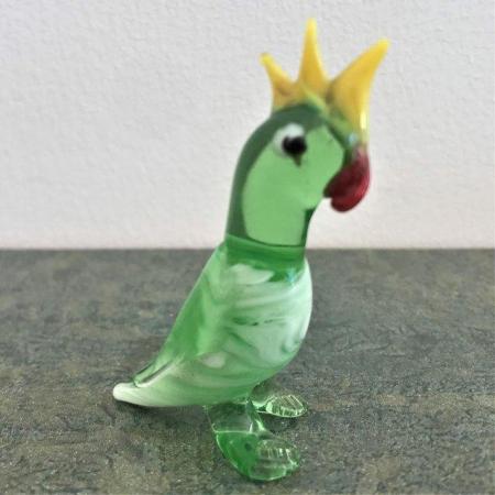 Image 1 of Vintage handmade glass parrot - tiny bit of damage.