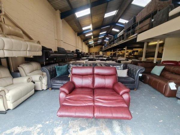 Image 8 of La-z-boy Kendra burgundy leather manual 2 seater sofa