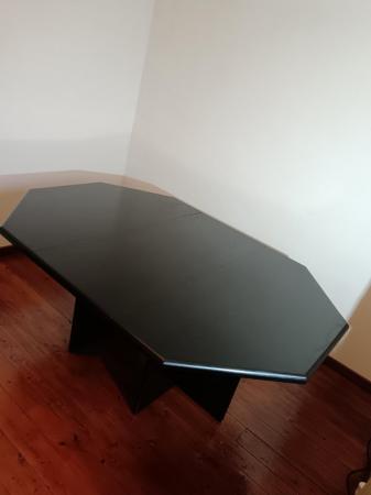Image 3 of Black ash octagonal expanding dining table.