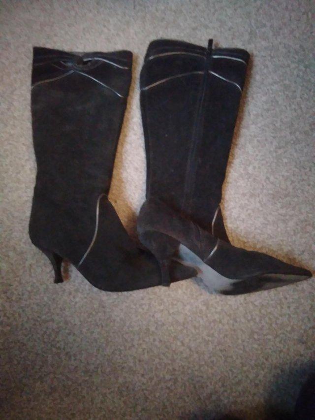 Preview of the first image of Ladies suede knee high boots size 39.
