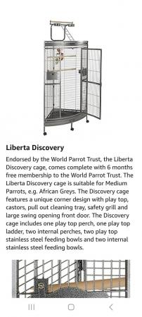 Image 4 of Liberta corner parrot cage with play stand on top