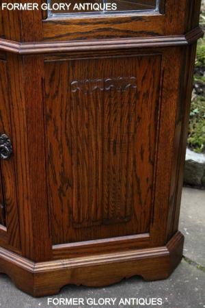 Image 95 of OLD CHARM LIGHT OAK CANTED DISPLAY CABINET CUPBOARD DRESSER