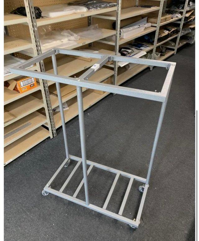 Preview of the first image of USED: POSTROOM TROLLEY ROYAL MAIL TWIN SACK TROLLEY HOLDER.