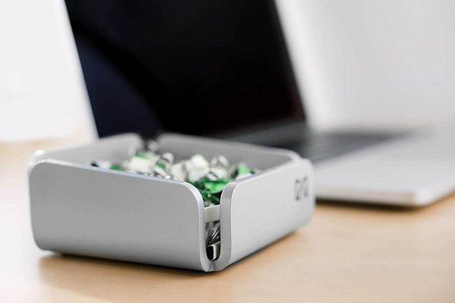 Preview of the first image of Modeska Mini Bin Desk Organiser Aluminium Note Holder.