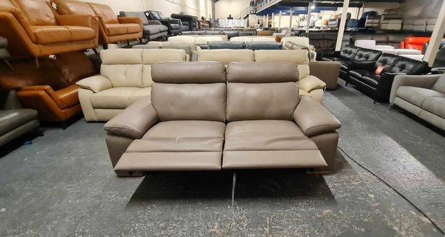 Image 9 of Polo Divani Merry taupe grey leather recliner 3 seater sofa