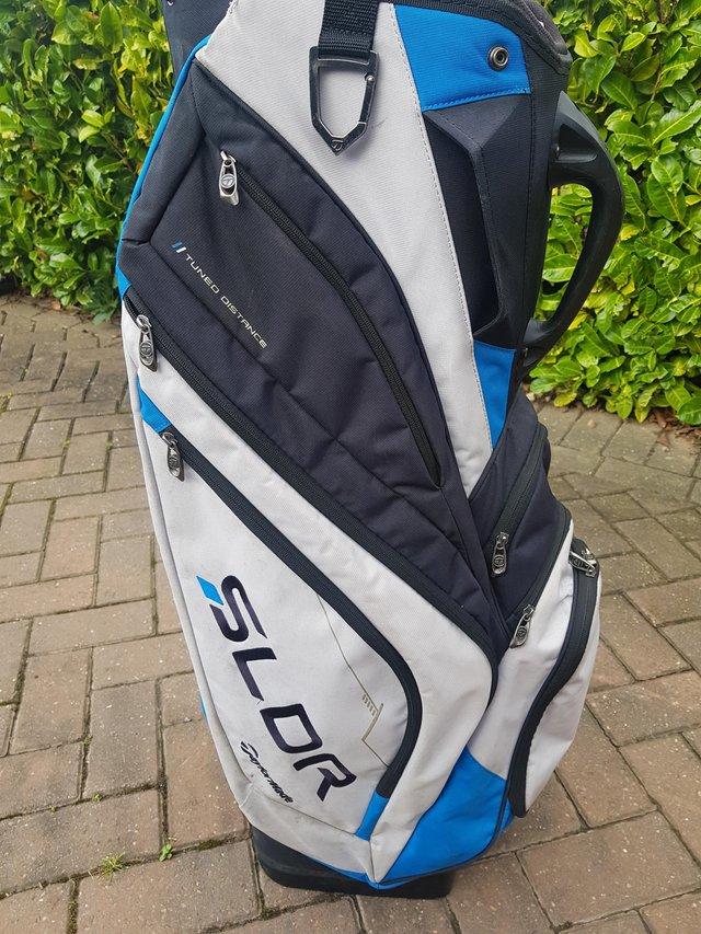 Preview of the first image of Taylor made SLDR golf trolly bag blue silver.