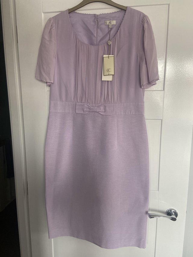 Preview of the first image of BNWT Size 12 Lilac Silk Blend Dress & Coat Country Casuals.