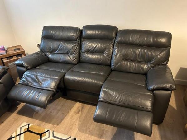 Image 3 of 3 seater leather reclining sofa