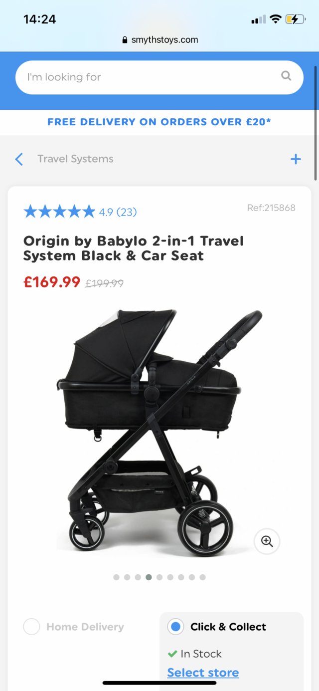 Preview of the first image of Symths black pram only used twice please read.