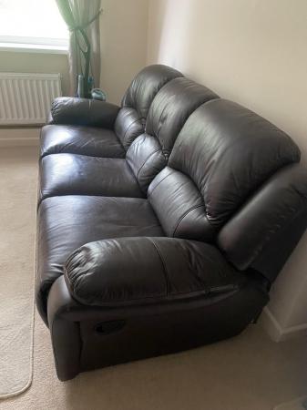Image 3 of Excellent condition three seater recliner sofa leather