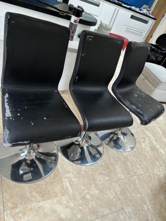 Image 1 of Black faux leather chairs for low breakfast bar